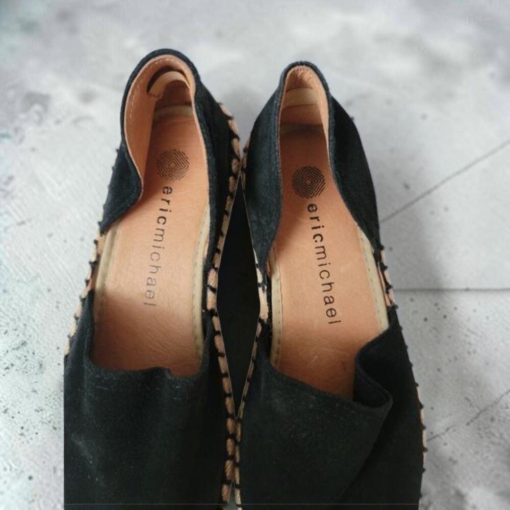 Eric Michael Olivia Espadrille Flats Women's Size 5 Black Suede